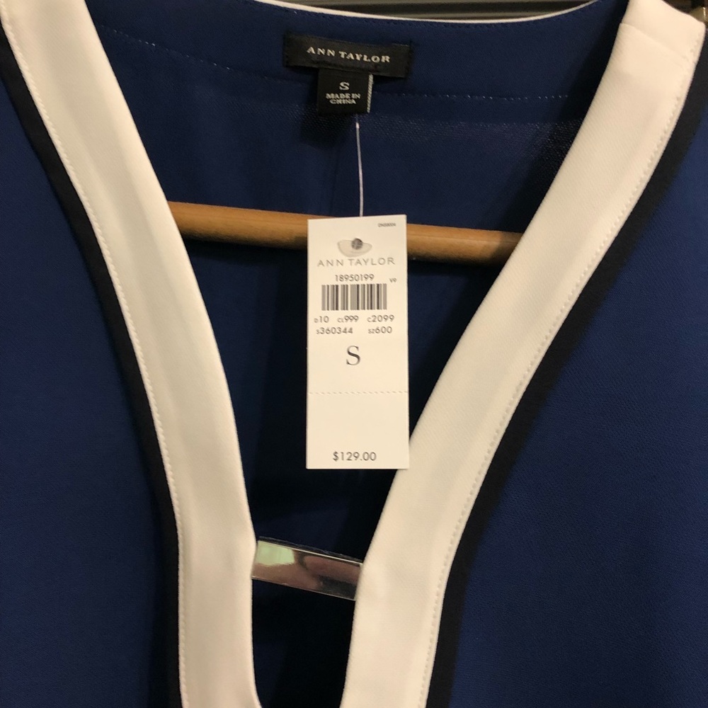 Ann Taylor NWT Navy, white and Black dress.